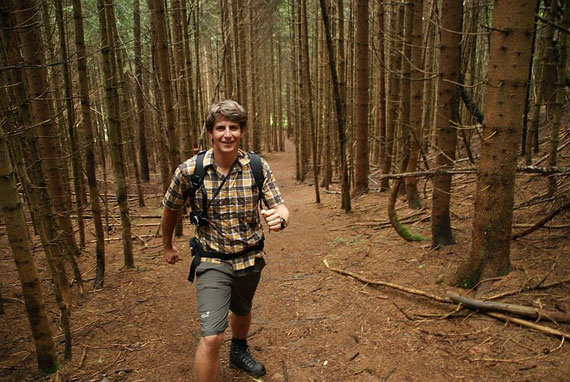 Aufstieg am Steig im Wald