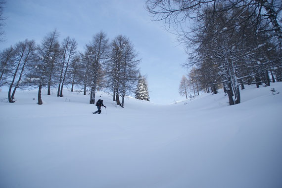 Aufstieg durch den Wald knapp unter der Matschacher Alm