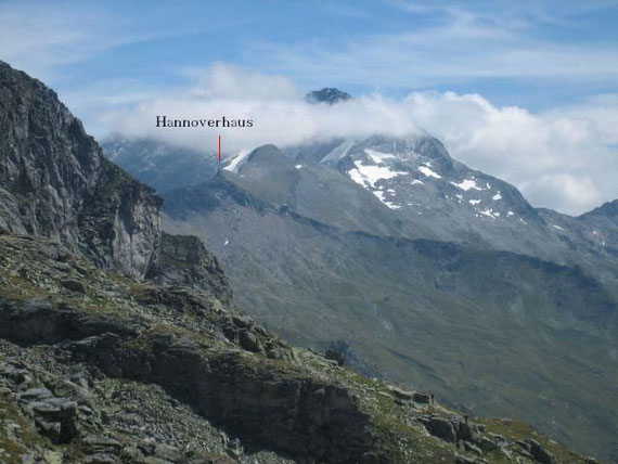 Der Ankogel und das Hannoverhaus, aufgenommen von der Mindener Hütte