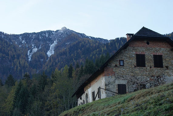 Blick vom Truppe hinauf zum Gipfel