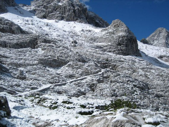 Die Aufstiegsroute unterhalb des M. Golovec