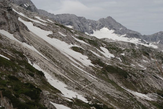 Der Blick nach Westen mit dem schön erkennbaren Weg