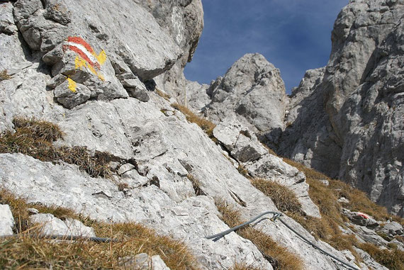 Kurze Versicherung beim Aufstieg über die Route "Hochfleck"