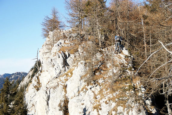 Felsiger Abschnitt (sogar mit Stahlseilversicherung)