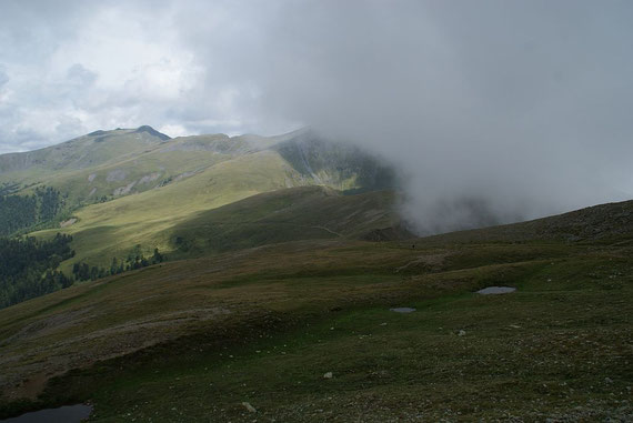 Der weite Weg vorbei an der Lattersteighöhe bis hinüber in die Sonne zum Eisenhut