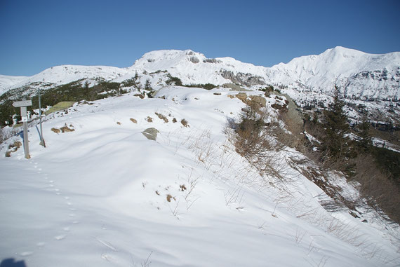 Blick zur Ringmauer (Aufstieg über den Grenzkamm und die Variante a)