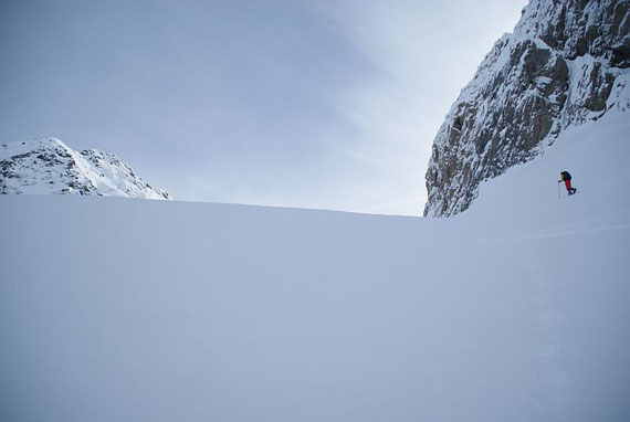 Aufstieg im Kar unter dem Wildkarlegg