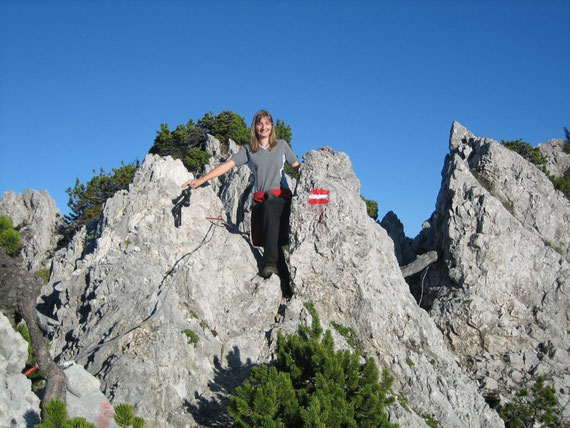 Die letzten Meter zum Gipfel bei traumhaftem Wetter am 31.8.2006