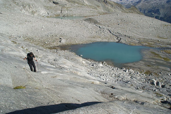 Aufstieg über die glatten Felsen über dem Unteren Preimlsee