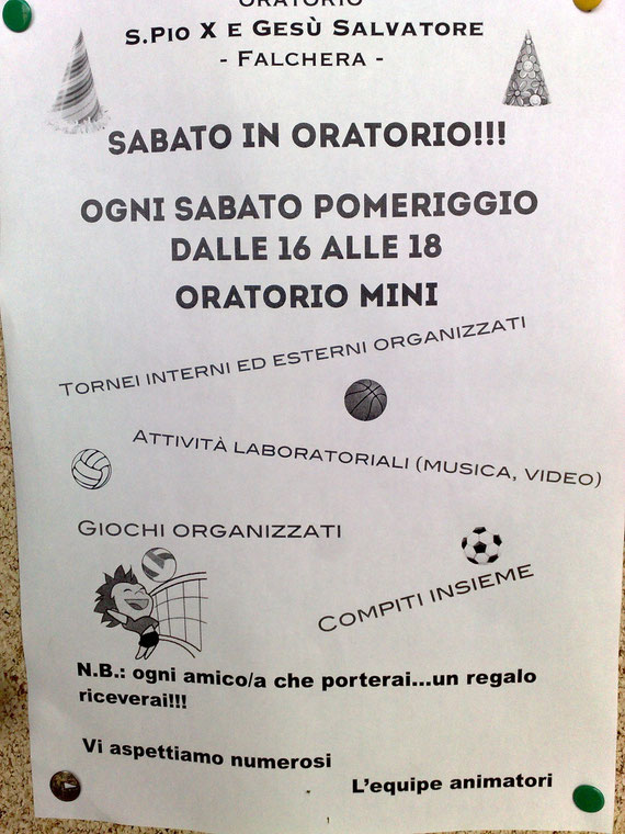 Sabato Gruppo Giovani in oratorio