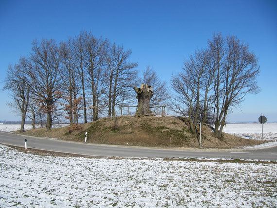 Am Naturdenkmal Höckhübel muß man abbiegen um nach Kleintauscha zu gelangen
