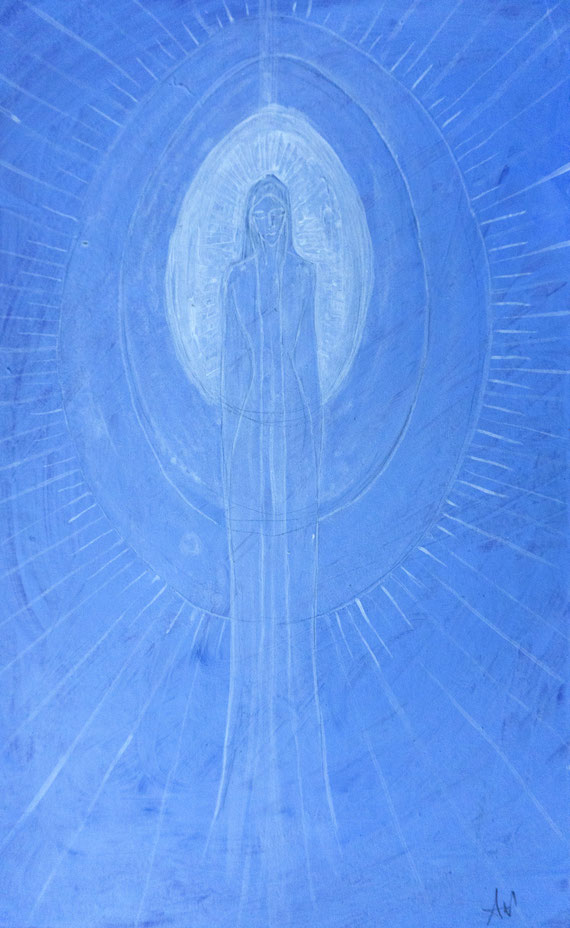 blue mary, acrylic on cardboard, dinA3