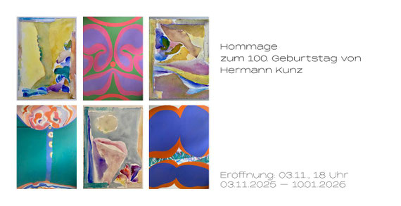 Das Bild zeigt einige Bilder von Hermann Kunz und die Einladung zur Hommage zum 100. Geburtstag von Hermann Kunz am 3.11.25 um 18 Uhr