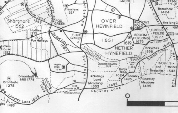 An extract from the map drawn by John Morris Jones for Medieval Yardley