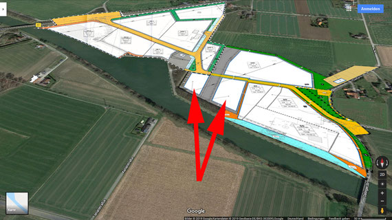 Vom OLG beanstandete Industrieflächen östlich des geplanten Containerhafens 