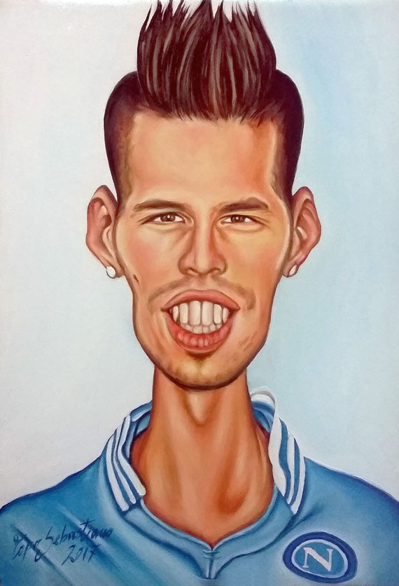 Caricatura Marek Hamsik - Olio su tela 35X50
