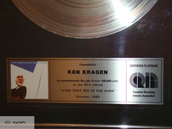 Platin Schallplatte KEN KRAGEN als Manager