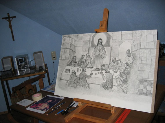 Letzte Abendmahl -Gestaltung frei erfunden v.Peter Reicher -gezeichnet 2004