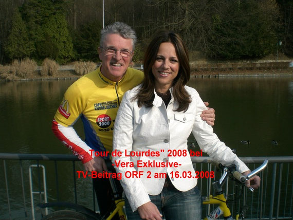 Bei Filmaufnahmen für "Vera Exklusive" mit "Vera" für meine 2.Tour de Lourdes 2008-Am Grazer Hilmteich-Der ORF produzierte ein fantastisches Video über Lourdes