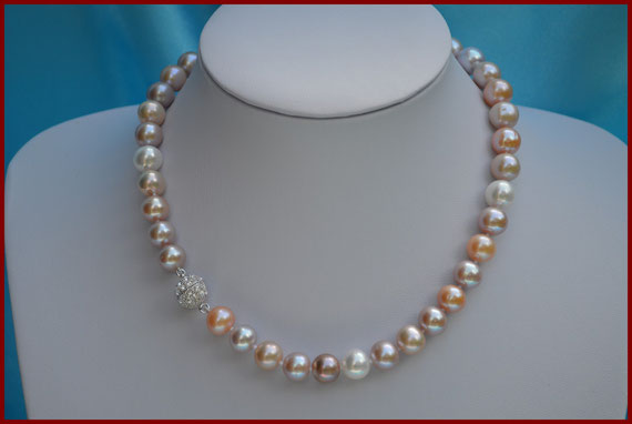 Collier de perles de culture multicolores 10/11 mm qualité AAA