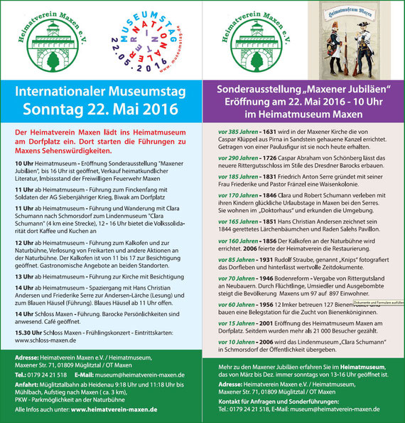 Flyer IMT 2016 in Maxen und Umgebung. Großansicht per Klick möglich.