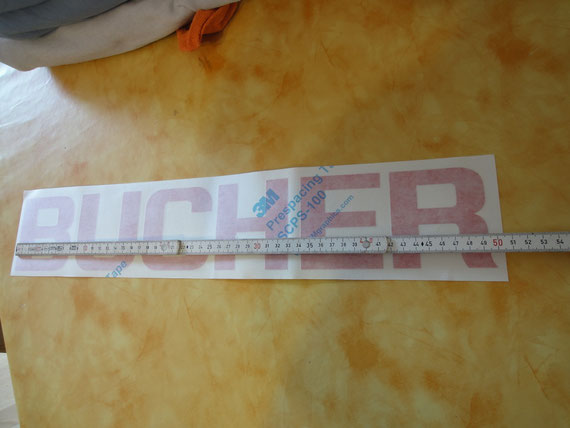 für Mahdenbrett BUCHER Schrift rot 85x500mm