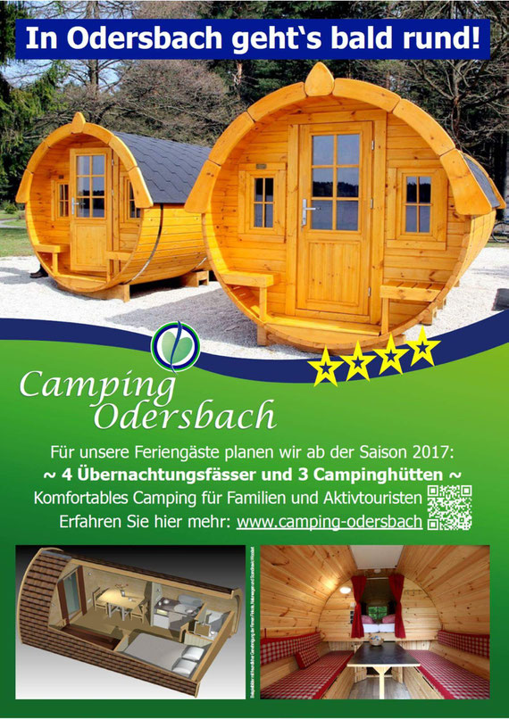 Informationsflyer des Campingplatz Odersbach über die neuen Angebote in der nächsten Saison.