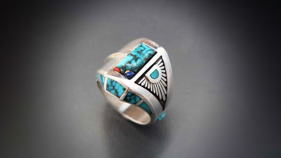 Apache Blue Turquoise Ring,ターコイズリング,19号