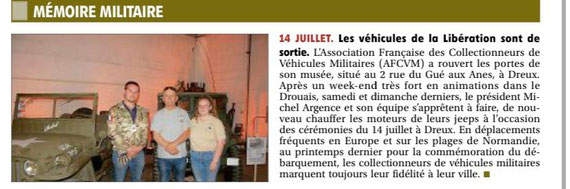 Journal l'Echo Républicain DREUX le 14 Juillet 2021