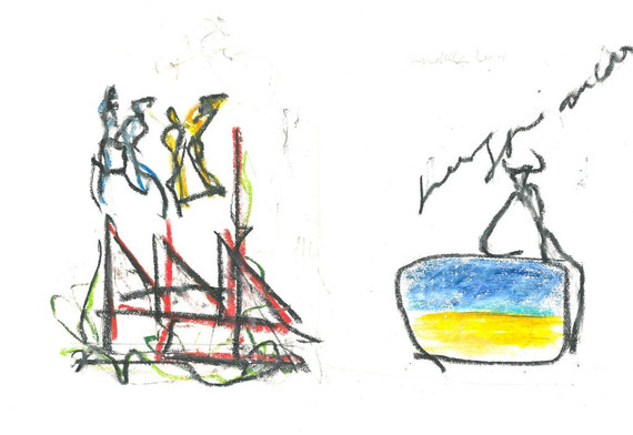 disegno originale dell'autore a doppia pagina