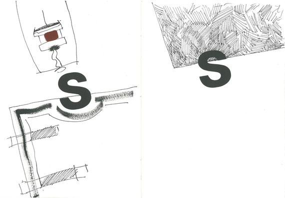 caratteri tipografici in legno e intervento originale dell'autore a doppia pagina
