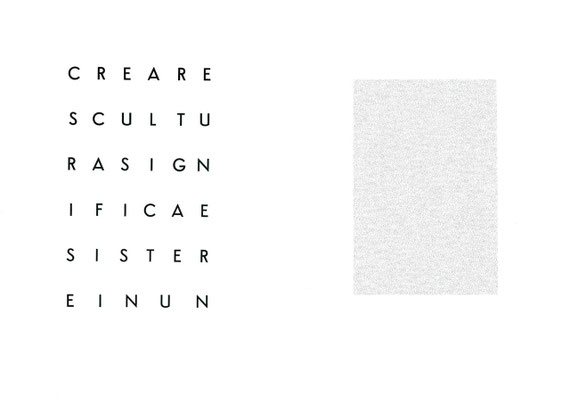 doppia pagina con stampa in nero, a secco e collage