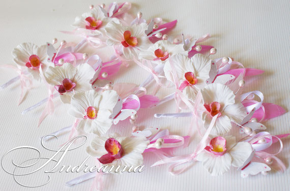 Бутоньерочки для маленьких гостей (деток), "Тропическая орхидея, с бабочками или божьими коровками, на выбор, стоимость одной 100 грн