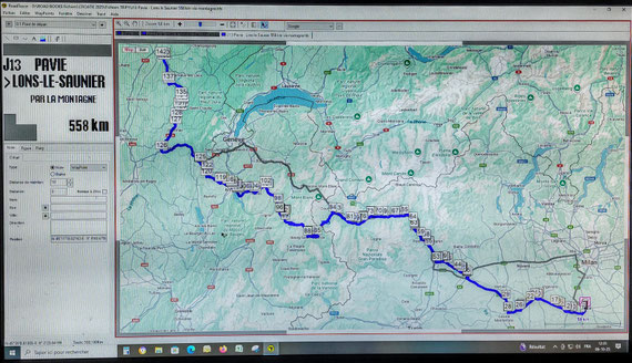 Le fichier Tripy - Version "montagnes" - En grisé, la version Autoroutes
