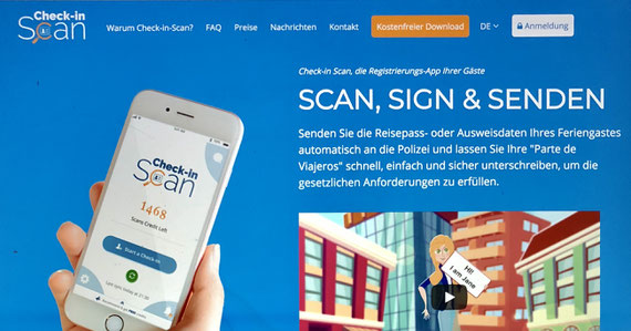 Die App: "Check-in Scan" erleichtert die polizeiliche Anmeldung von Touristen bei der Guardia Civil