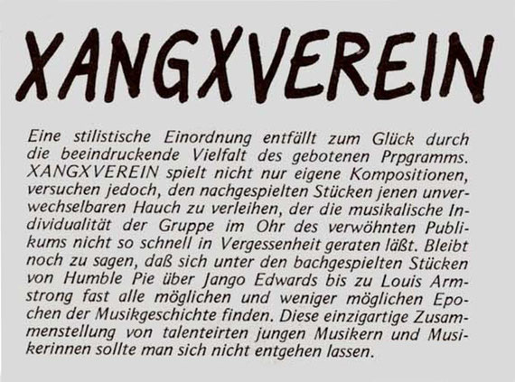 Aus dem Progarmmheft des Gambrinus/Bad Homburg vom Juni 1983