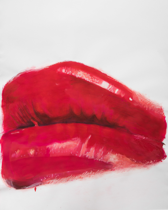 Red Lipglos, Gouache and Pastel on Paper, 105 x 77 cm, 2017