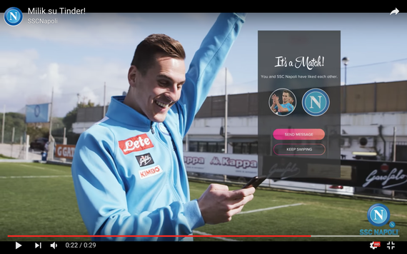 ナポリFWミリクとTinderで交流?デートアプリとサッカークラブのユニークな応援企画