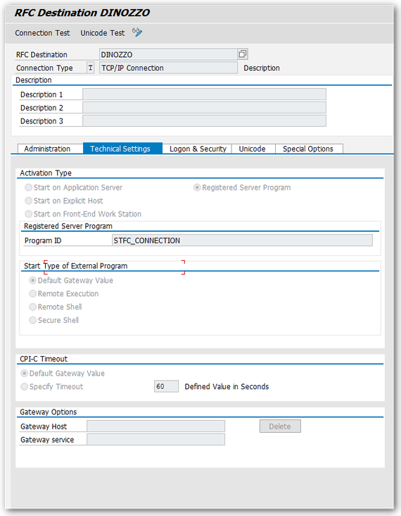 SAP RFC Destination