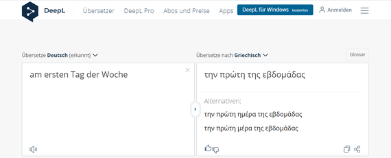 την πρώτη της εβδομάδας am ersten Tag der Woche Bibel