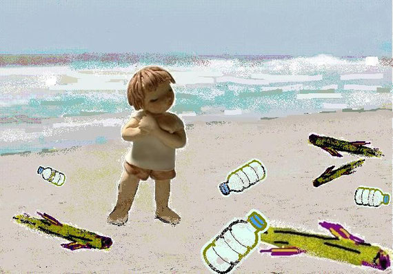 浜辺(海からのゴミ)