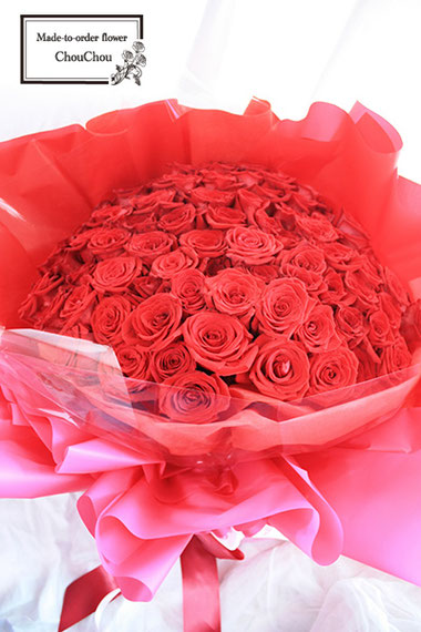 ディズニー　プロポーズ　赤薔薇　１０８本　花束　ミラコスタ  オーダーフラワー  シュシュ　chouchou