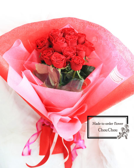 ディズニープロポーズ　１２本の薔薇　花束　ダズンローズ　生花　ミラコスタ　配達　オーダーフラワー  シュシュ　ChouChou