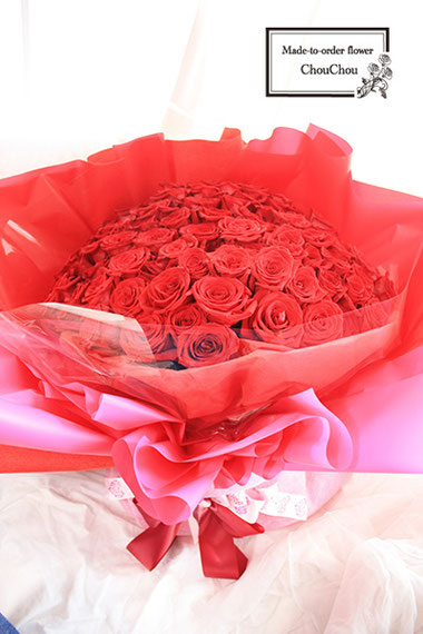 ディズニー　プロポーズ　赤薔薇　１０８本　花束　ミラコスタ  オーダーフラワー  シュシュ　chouchou