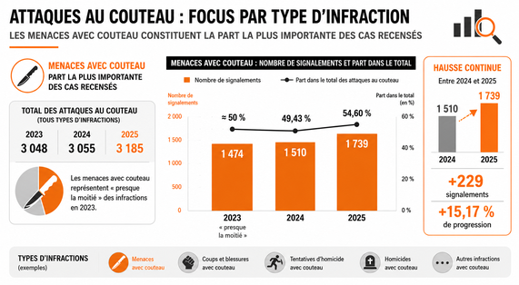 Menaces au couteau : tendance 2024-2025