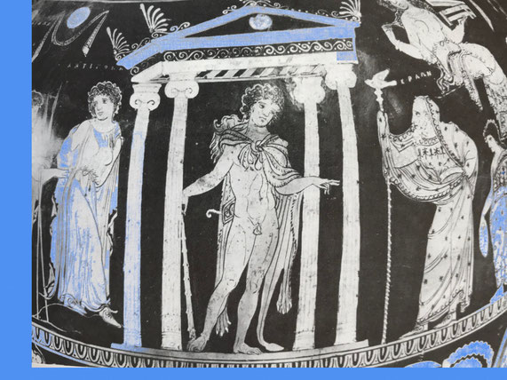 Antigone, Héraclès, Créon, Ismène - Vase grec, milieu du IVème siècle avant J-C.