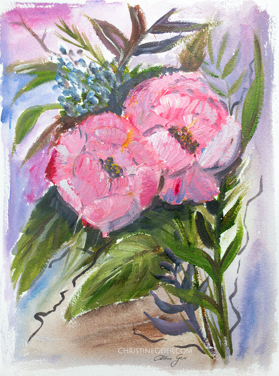 Rosen, Ölbild, Öl, oil painting, Original, Kunstwerk, Ölgemälde, Ölmalerei, Öl auf Papier, oil on papier, roses