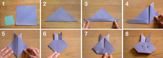 Origami, falten, Anleitung, Hasenkopf, Osterhase
