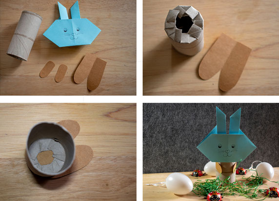 Origami, Papprolle, Basteln mit Kindern, Osternestchen, DIY