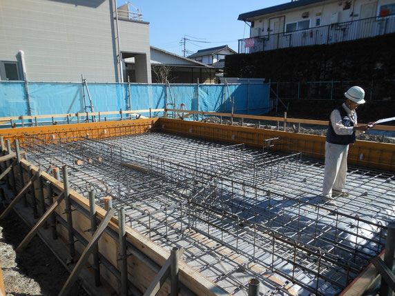 新田の家Ⅰ　安曇野市　新築工事　長野県松本市の建築家　建築設計事務所　設計監理　現場監理　基礎工事　配筋検査